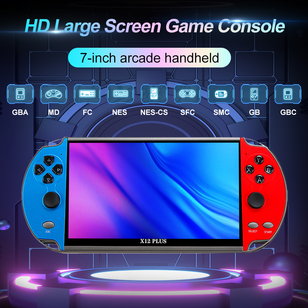 X12 Plus Video Game Console 7Inch Retro Handheld 1000+ Classic Games Game Player Console For PS1 GBA FC SFC MD NEOGEO GB CPS GBC