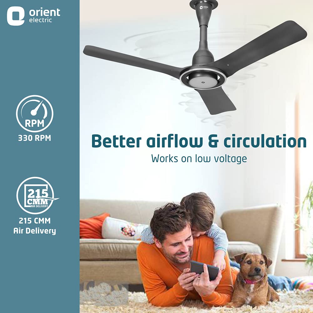 Orient i-Float 1200MM / 48" Inverter Technology  BLDC Motor Ceiling Fan (Space Grey) | Made in India. 