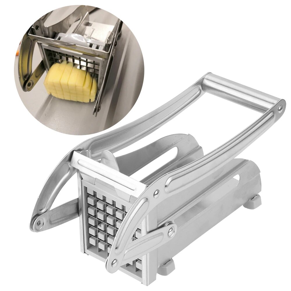 Commercial Stainless Steel 2-Blade French Fry Cutter Machine, Potato Chipper, Fries Slicer, Multi-Function Home Potato Chopper for Vegetable, Fruit. 