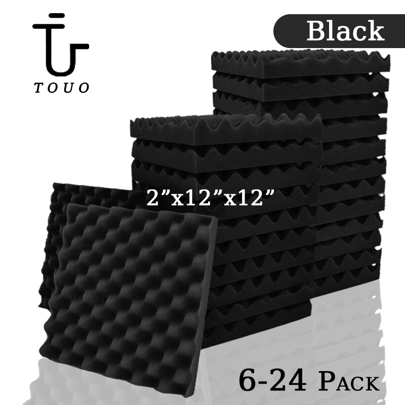 TOUO Soundproofing Foam Panels 6/12/24 Pcs Mushroom Wedge Tiles Acoustic Padding Noise Insulation For Home Studio. 