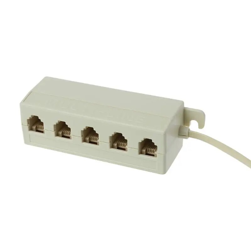 RJ11 Jack 5 Way Outlet Telephone Phone Modular Line Splitter Plug Adapter 6P4C B2RC. 