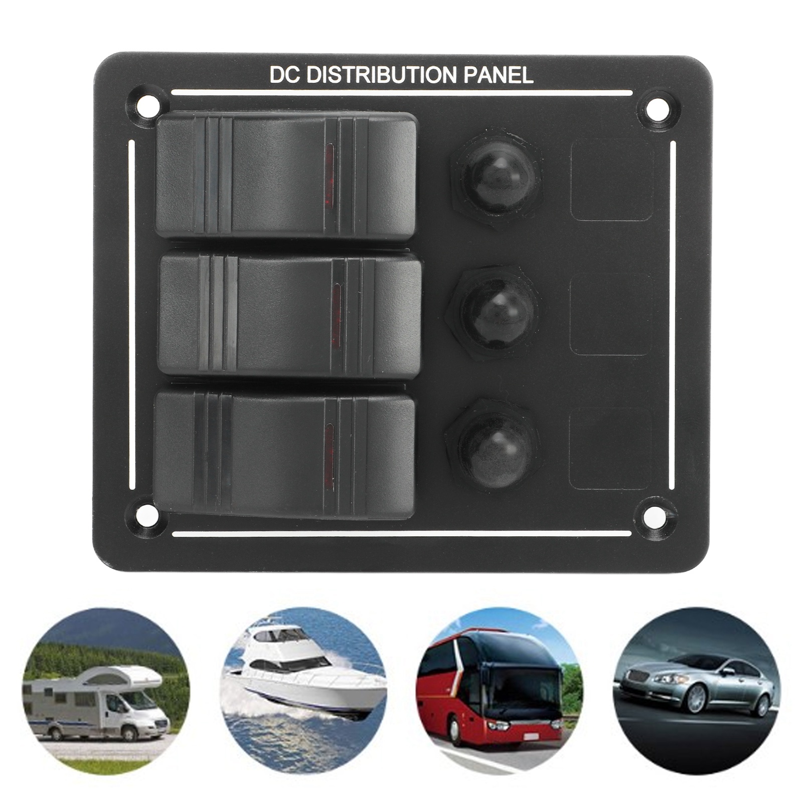 Marine Toggle Switch Panel, 3 Gang 12-24V IP66 Waterproof Red LED Indicator Multiple Protection Rocker Switch Panel Safe To Use for Yacht. 