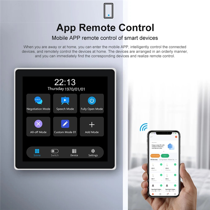 Tuya T3E Panel Switch Touch Screen Smart Control Panel Switch,White. 