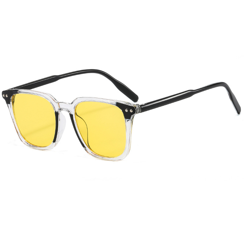 Square large frame rice nail glasses with personalized middle transparent European and American men's and women's sunglasses ins internet celebrity street style glasses