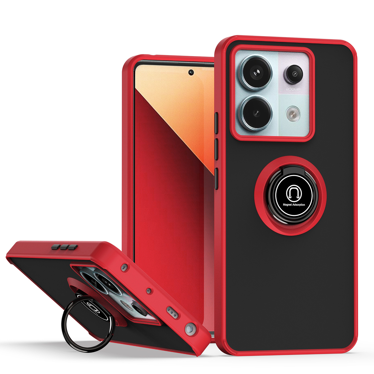 lthmy for Xiaomi Redmi Note 13 Pro 5G case ring Holder Kickstand Matte Back Soft Bumper Hybrid Protective Cover case. 