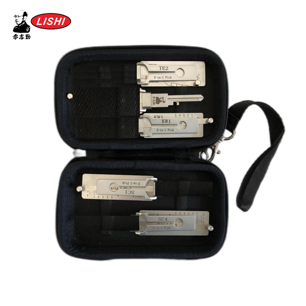 LISHI 2 IN 1 TOOL CASE Lishi KW1 , KW5 , SC1 , SC4 Decodder Full set Locksmith tools Lishi 2 in 1 CISA-5 YALE-5 YALE5-B YALE6. 