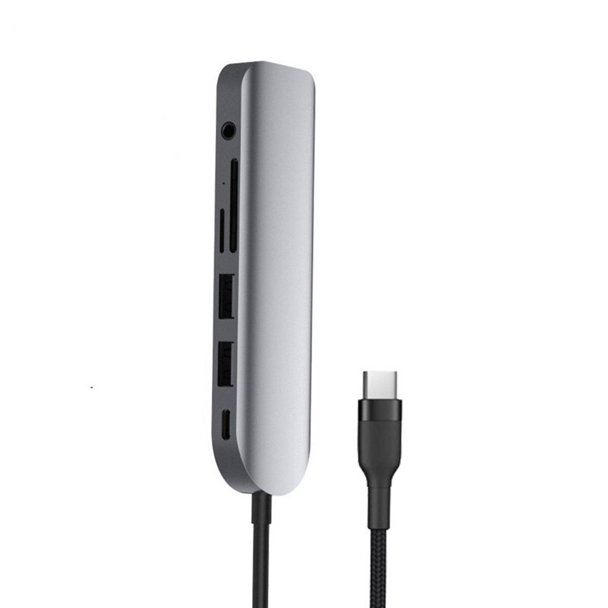 【happy one】USB C Hub 7-In-1 Type C Adapter with 4K HDMI PD Charging USB 3.0 SD/TF 3.5mm Ports for Surface Dell HP