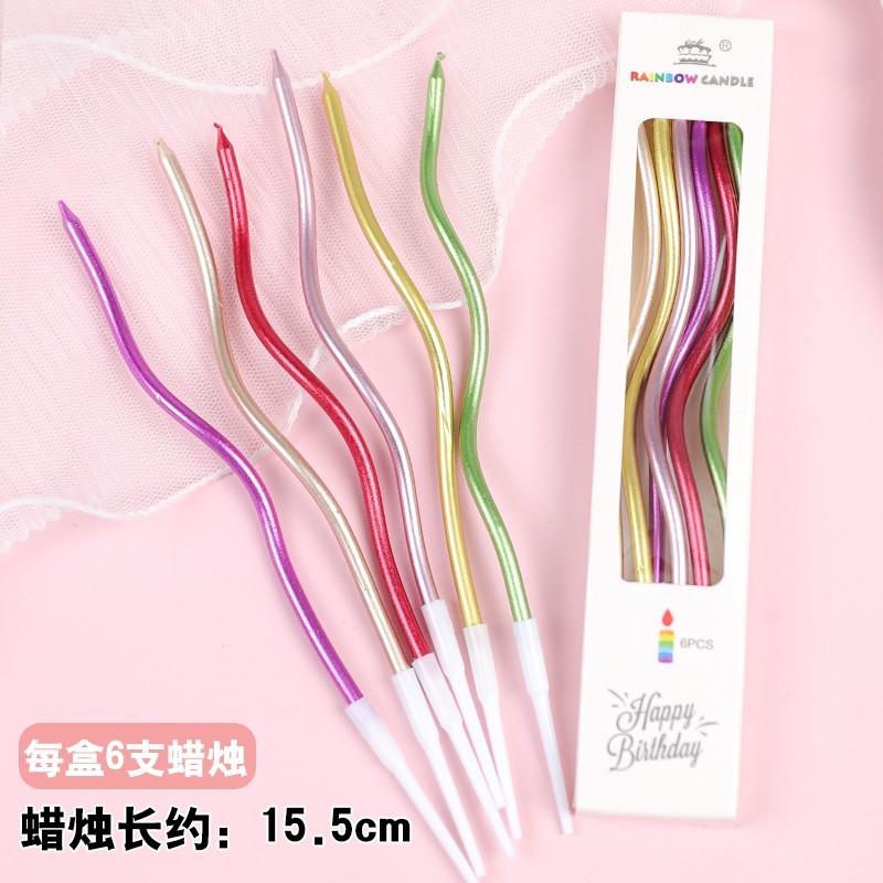 Curved candle cake decoration ornament spiral birthday candle baking thread creative influencer curved candle insert. 
