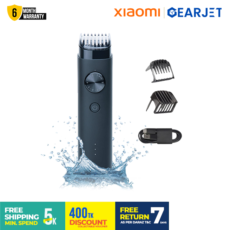 Xiaomi 2C Beard Trimmer Stainless Steel Blade IPX7 Waterproof Large 800mAh Battery Up to 90 Minutes Continuous Use 0.5mm Precision 40 Length Settings USB Type C Charging Safety Lock Feature Trimmer for Men and Women. 