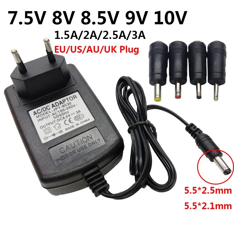 7.5V 8V 8.5V 9V 10V AC DC Power Adapter Supply 1.5A 2A 2.5A 3A Adaptor Adaptador Universal 7.5 8 8.5 9 10 V Volt Conveter