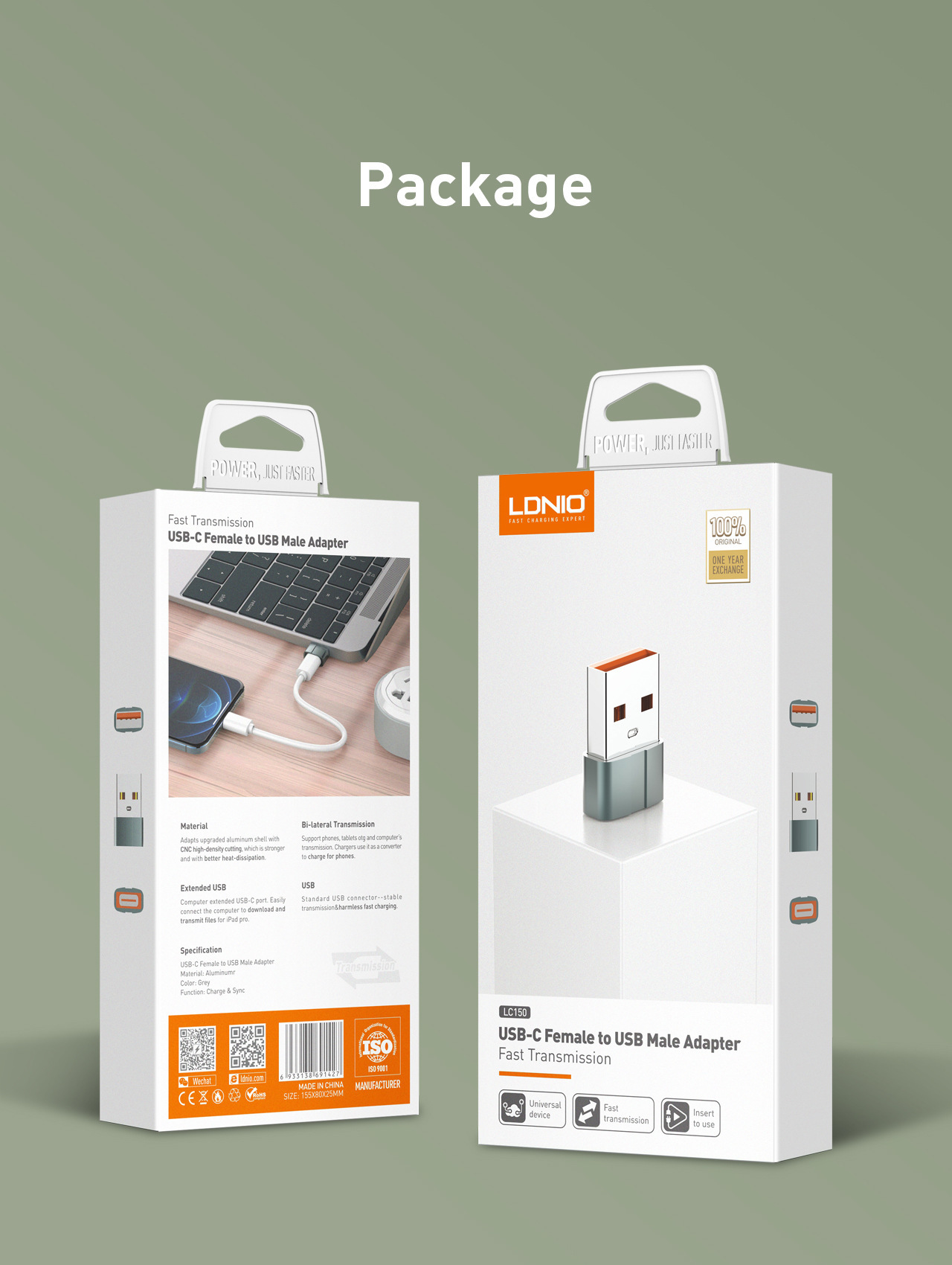 LDNIO LC 150 OTG Adapter USB C to USB A 3.0 Adapter Type C 3.1 Female to USB A Male Converter 5Gbps Compatible with iPad Pro , pc, Laptop and Wall Charger with USB Port. 