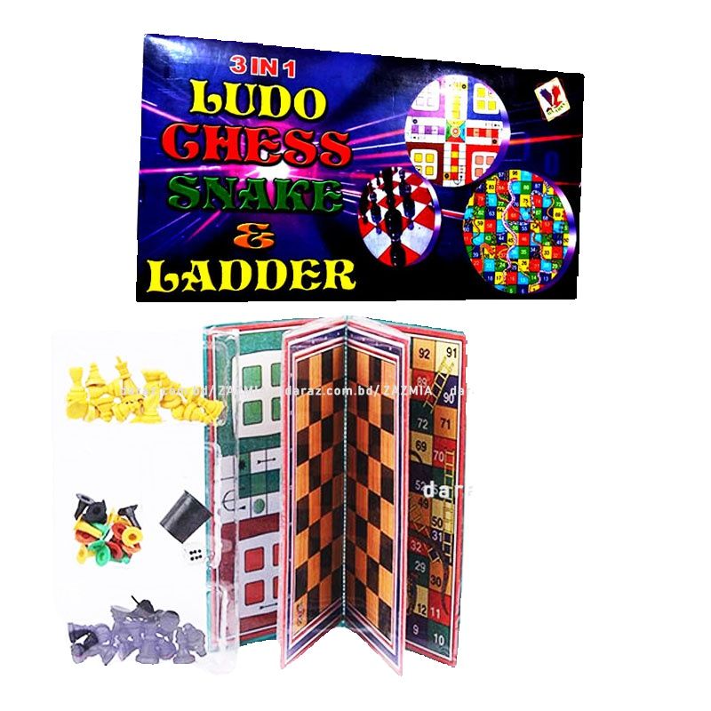 Ludo, Chess & Ladder 3 In 1 Game Set, small size