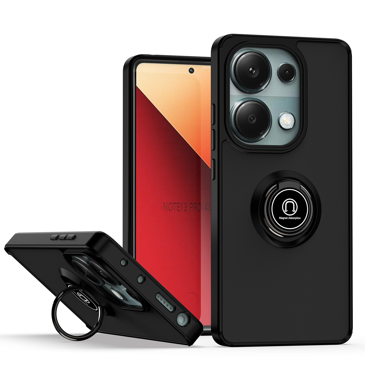 lthmy for Xiaomi Redmi Note 13 Pro 5G case ring Holder Kickstand Matte Back Soft Bumper Hybrid Protective Cover case. 