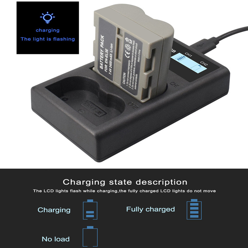 Camera Battery Charger EN-EL3 LCD Digital Charger for Nikon D50 D70 D70S D90 D80 D100 D200 D300 D300S Digital Charger Kit. 
