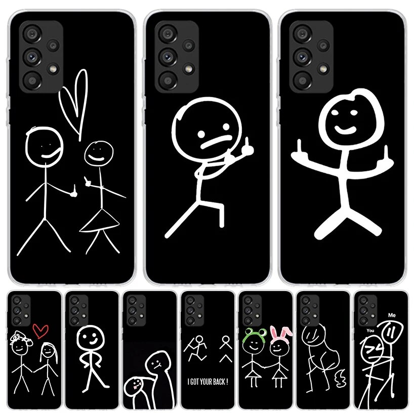 Cartoon Stickman Matchman Phone Case For Samsung Galaxy A52 A53 A54 A12 A13 A14 A22 A23 A24 A32 A33 A34 A73 A72 A42 A04S A02S A0