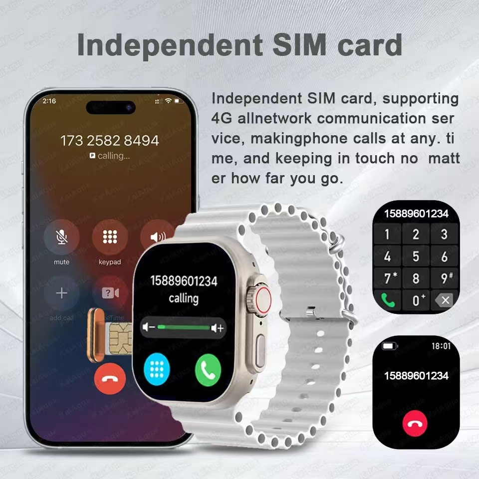 Smart Watch 4G SIM Card and Camera Video Call Whatsapp Notification AMOLED Screen Custom Dial Support TWS Earphone Connection. 
