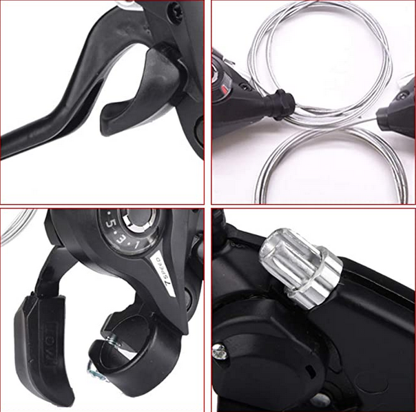 Mountain Bike Brake Lever, Bicycle Brake Shifter Set Visible Optical Gear Display Indicator With Brake Cable 3 Speed(Left Side) And 7 Speed(Right Side) - সাইকেল. 