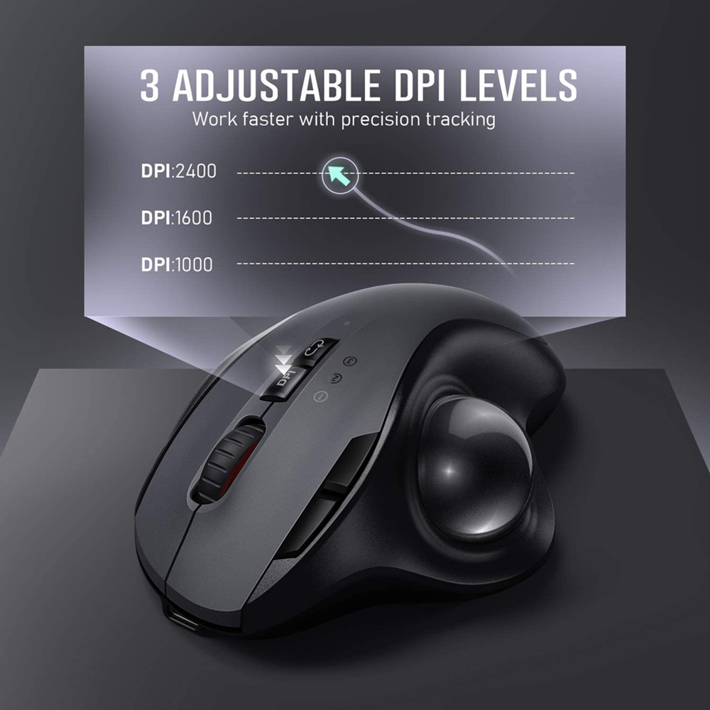 Jelly Comb Rechargeable Trackball Mouse Bluetooth+2.4G Dual Mode Wireless Mouse for Mac Computer Laptop Tablet Gamer Mause. 