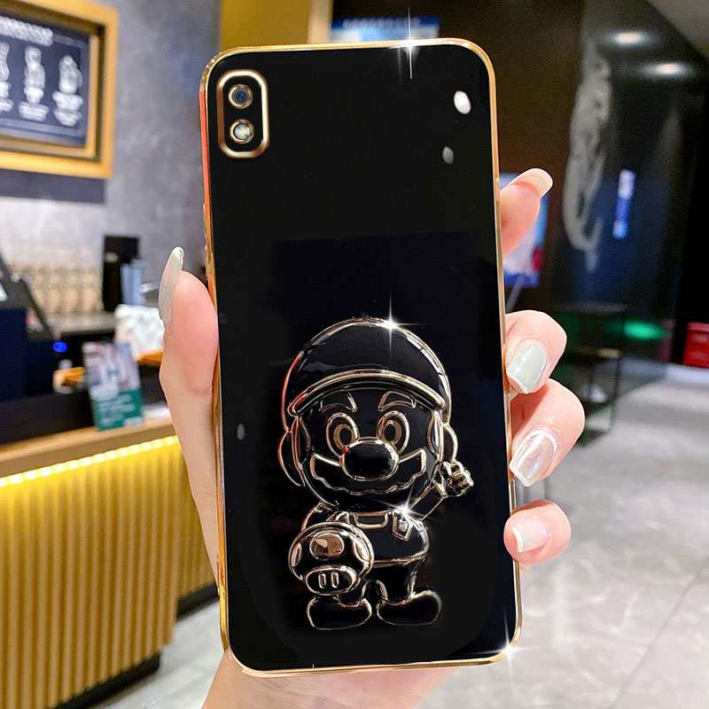 AnDyH For Samsung Galaxy A10 M10 A01 M01 Case 3D Stereo Super Mario Stand Phone Case. 