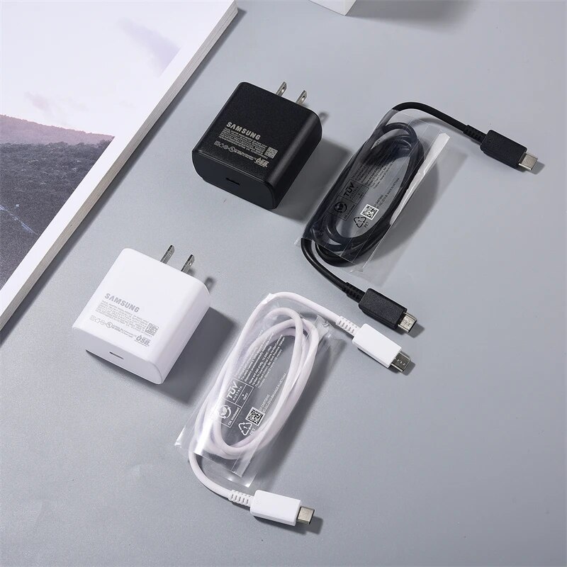 SAMSUNG PD 45W Super Fast Charging Original US Wall Charger 5A USB C To Type-C Cable For Galaxy S24 S23 S22 Ultra A54 A53 Note20. 