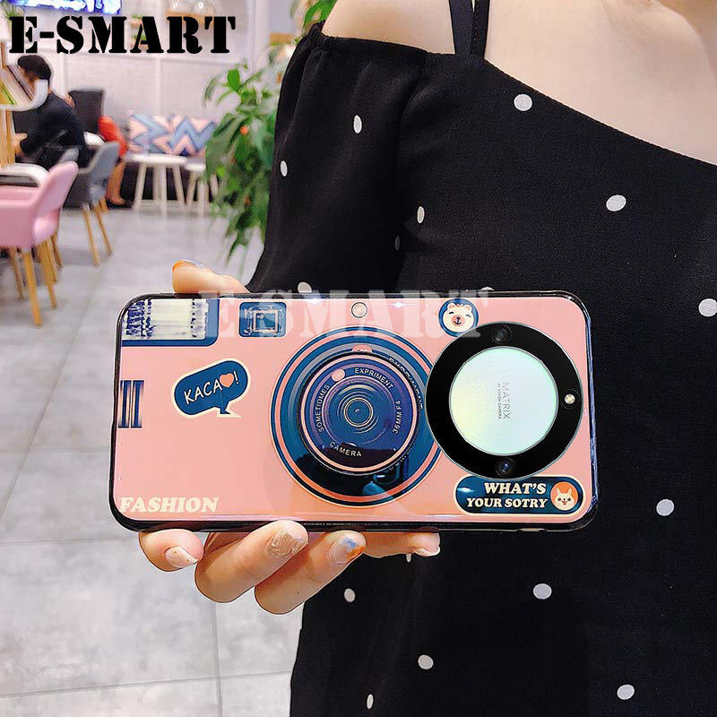 Phone Case For Honor X9A Back Cover Camera Cute Cartoon Silicone Couple Stand Holder Bracket Soft for Honor X9A Back Cover