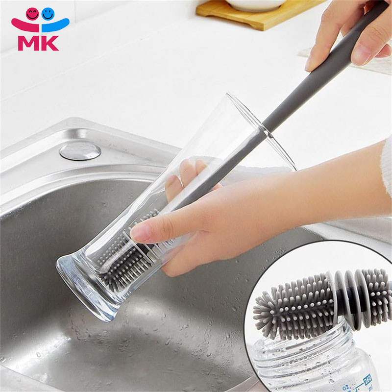 Long Handle Silicone Bottle Cleaning Brush Tea Stains Silicone Cup Thermos Cup Water Cup Brush Baby Bottle Brush Cleaning Tools