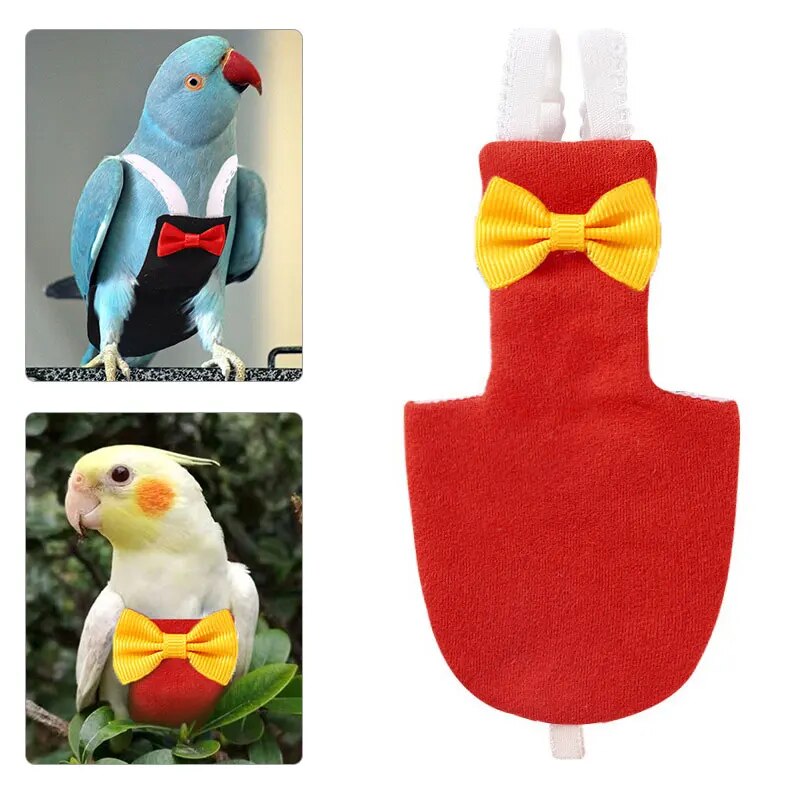 1PC Bird Parrot Diaper with Bowtie Cute Flight Suit Nappy Clothes for Green Cheek Conure Parakeet Pigeons Medium Large Pet Bird. 