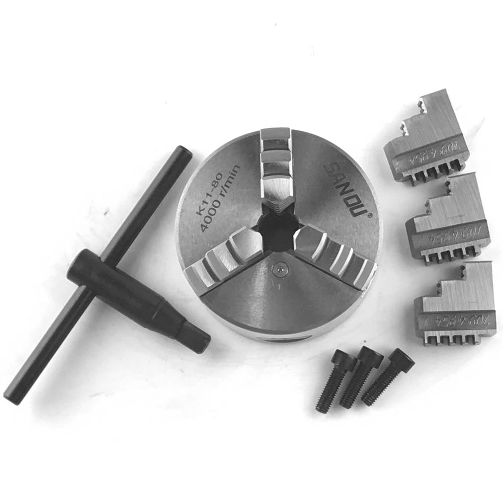 KOGEEK High Accuracy Three Jaw Chuck Self-centering For Mechanical Lathe For Drilling Milling Machine DIY Mini Metal Parts K11-80. 