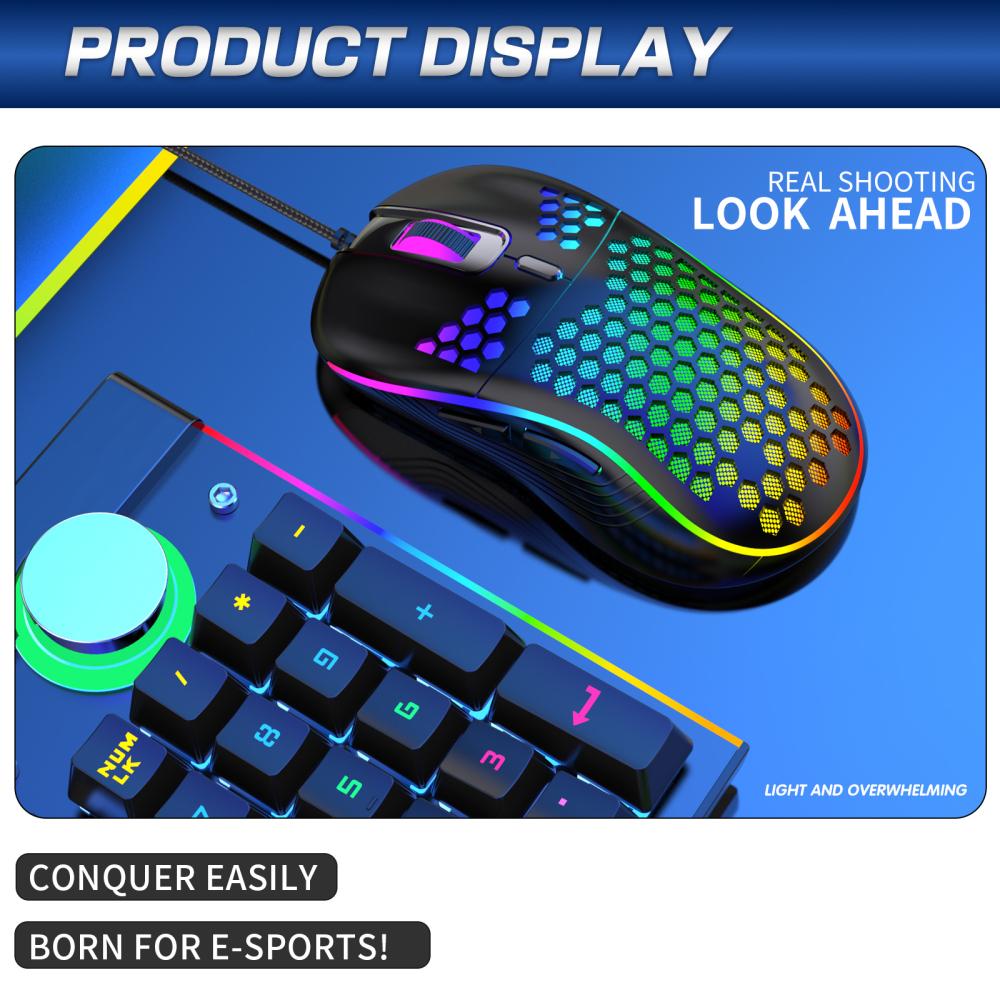 （NEW）Lightweight RGB Gaming Mouse 7200DPI Ergonomic Mice with Ultra Weave Cable For Computer Gamer. 