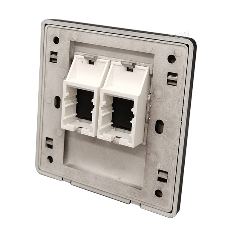 Black Color Empty Wall Frame Faceplate Insert For 1 Gang 2 Ports 4 Keystone Jack Module Face Panel Outlet In Dark Paint. 