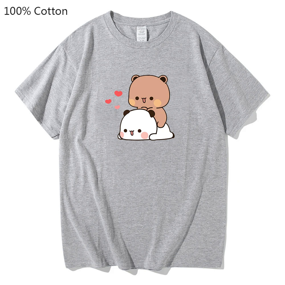 Panda Bear Bubu and Dudu Graphic T-shirts They're Making Out Women T Shirts 100% Cotton Manga Print Summer Sense of Design Tees. 