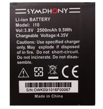 Symphony i10 Mobile Battery high quality -2500mAh. 