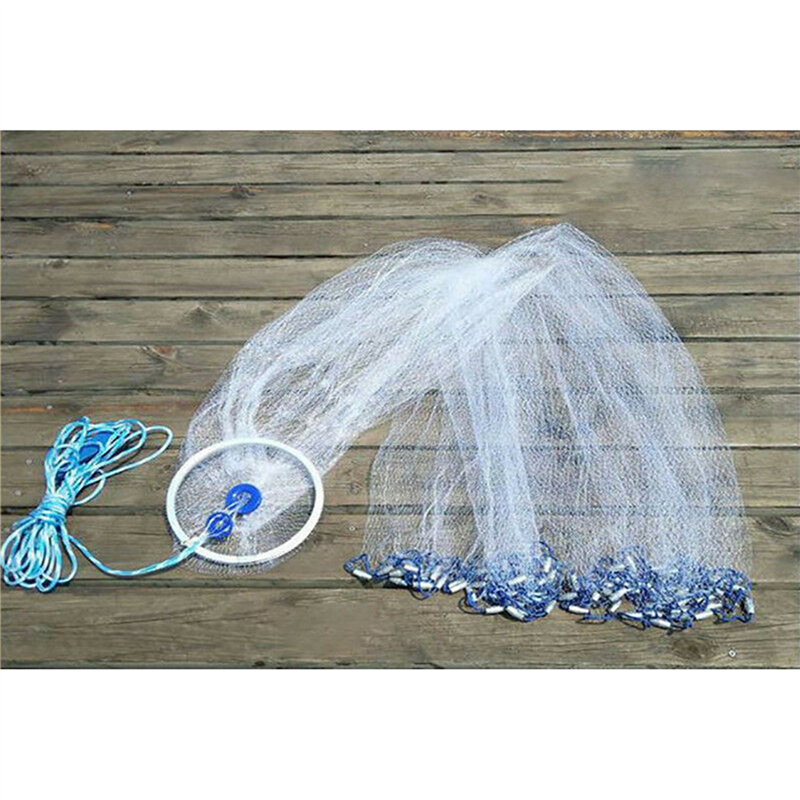 2pcs 8Ft Full Spread Nylon Filament Fish Net Easy Throw Fishing for Hand Cast. 
