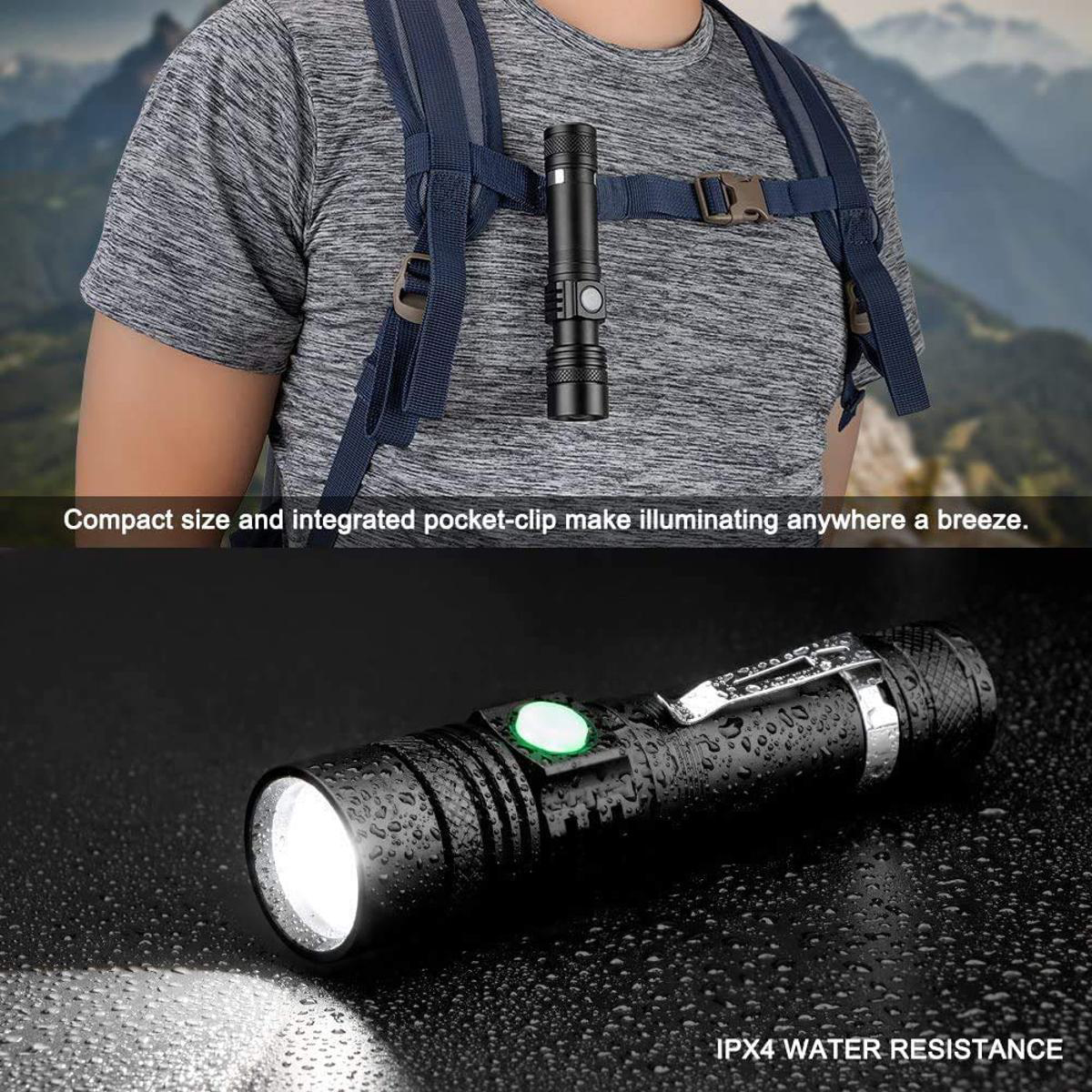 Brillante Torsia Bright Twisting LED Torch with USB Rechargeability, Super Bright 600 Lumens Zoomable Pocket Torch Flashlight. 