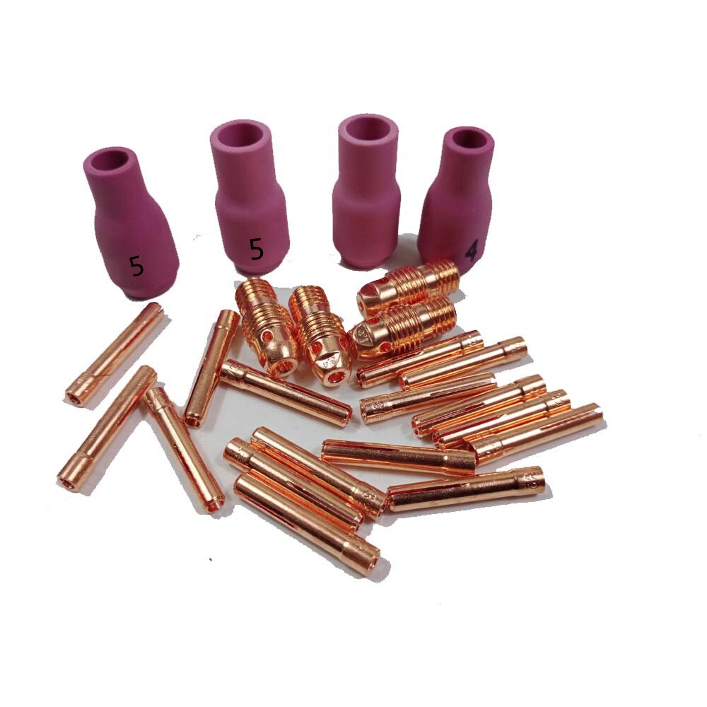 【VisioN Shop】24pcs Argon TIG Welding Torch Consumable 2.4mm 1.6mm TIG Tungsten Electrode Collet Alumina Nozzle for WP9 WP9V WP9FV TIG Torch. 