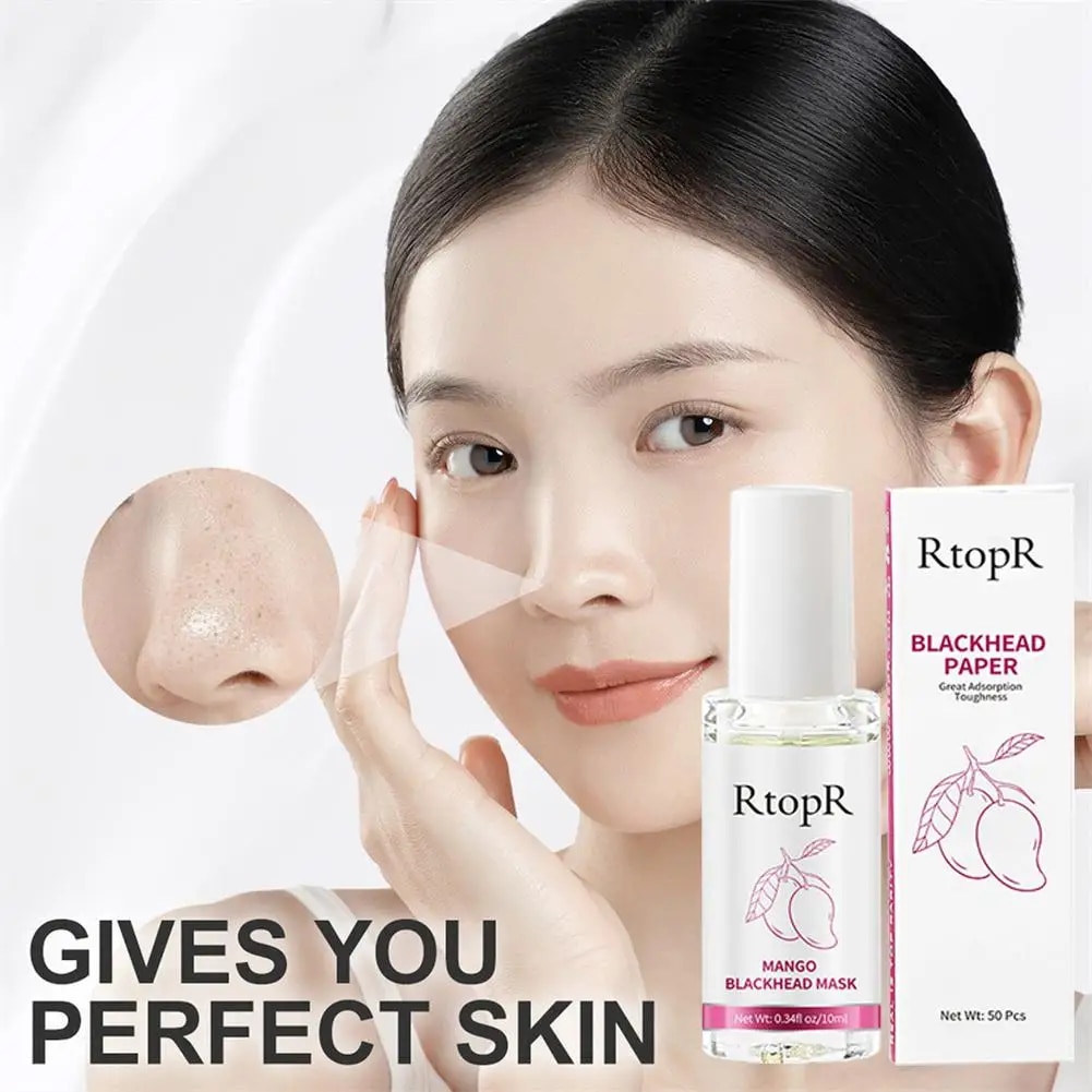 Mango Blackhead Nasal Mask Nose Pore Strips Blackhead Remover 2 in 1 Peel Off Face Mask 50PCS Nose Plants Pore Strips. 