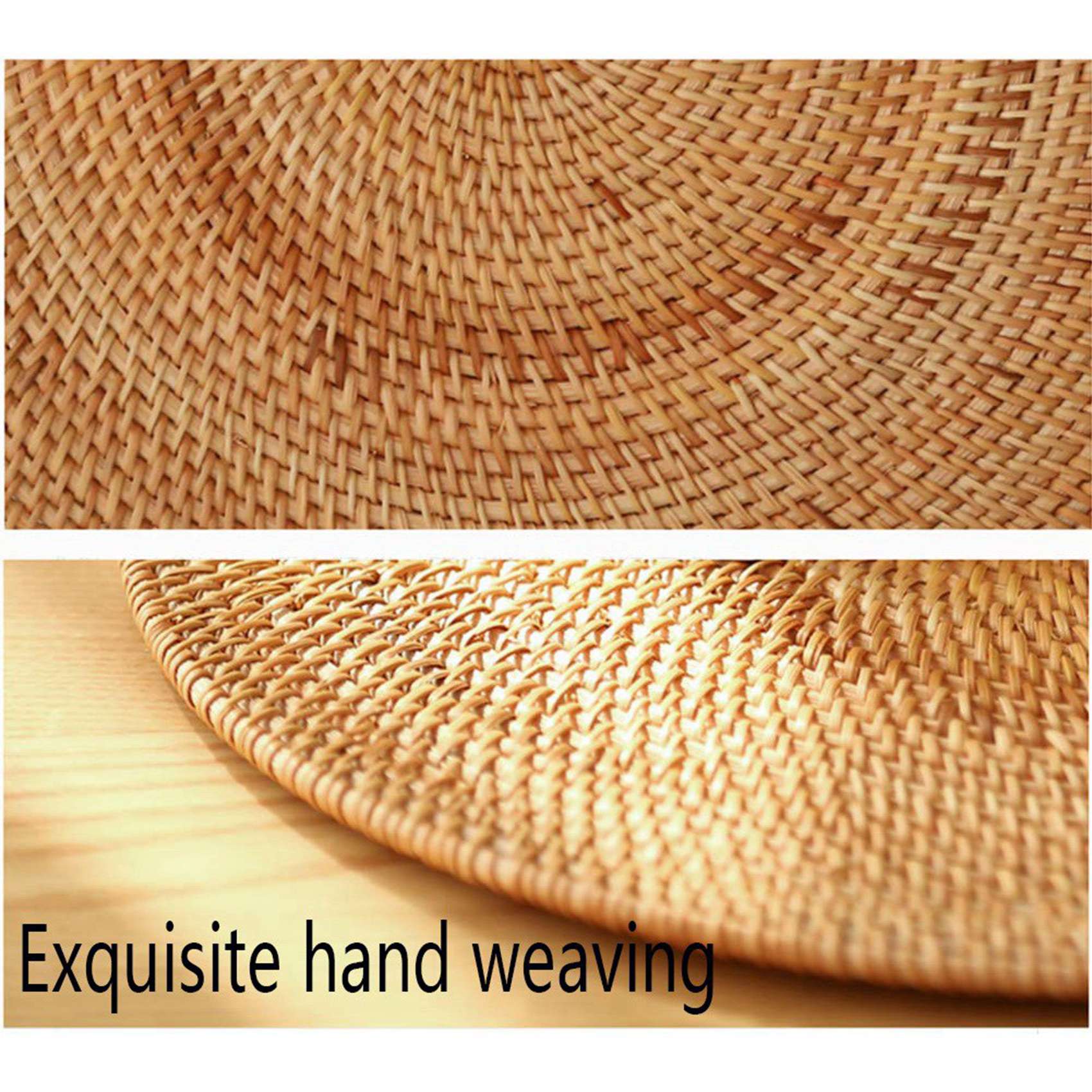 3X Rattan Woven Placemats Oval Round Table Mats Non Slip Heat Resistant Place Mat Natural Multipurpose Placemat 30X40cm. 