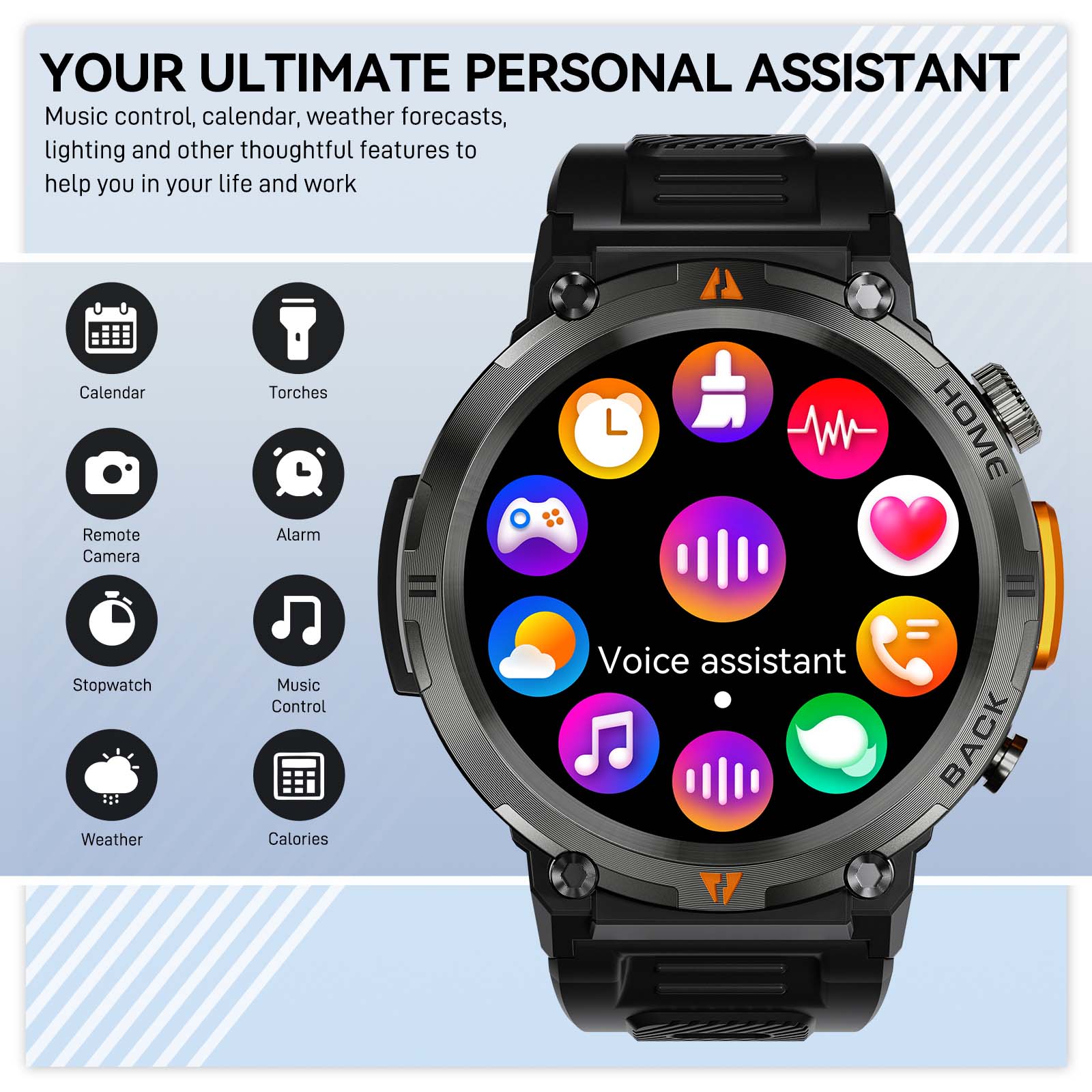 EIGIIS KE3 Bluetooth Call Smart Watch Men Full Touch Screen Health Monitor Clock With Flashlight Men SmartWatch For IOS Android. 