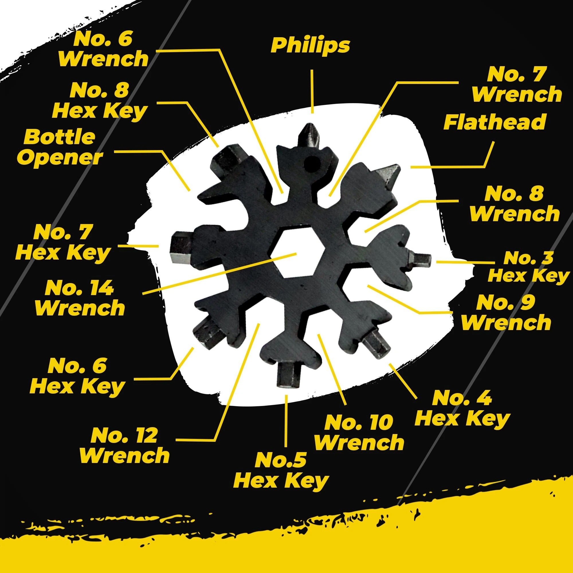18-in-1 Snowflake Stainless Steel Multitool,Bottle Opener/Wrench/Screwdriver/Hand tools with Keychain, Tool Kit for All Occasions, Gadgets. 