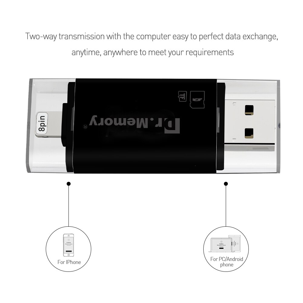 Dr.Memory External storage microsd TF card reader usb 3.0 SD card adapter for iphone 6s 7 plus IOS10 Multi-Use Metal Pendrive. 