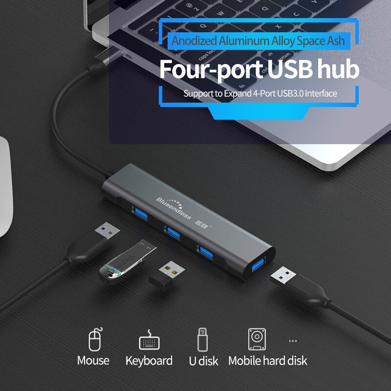 【VisioN Shop】Blueendless c hub USB3.1 Type C 4 port USB3.0 High Speed usb support 5Gbps For MacBook pro type Hub. 