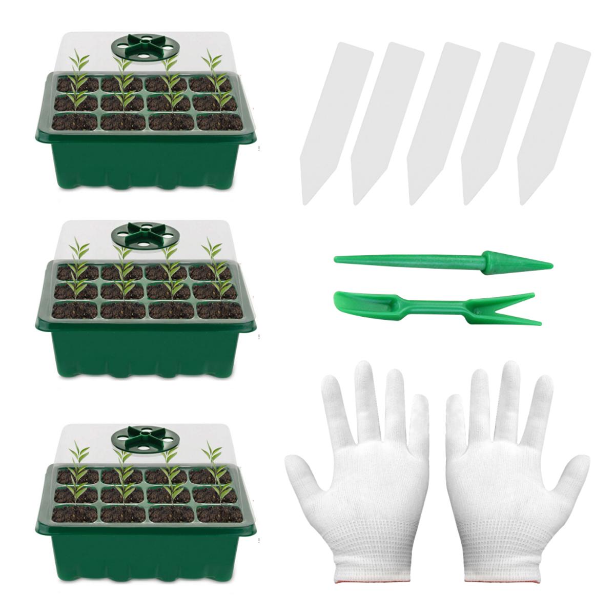 Seedling Growth Tray 12 Holes Nursery Reusable Seedling Starter Gloves Shovel Labels Garden Tool Set Simple Fidelity design