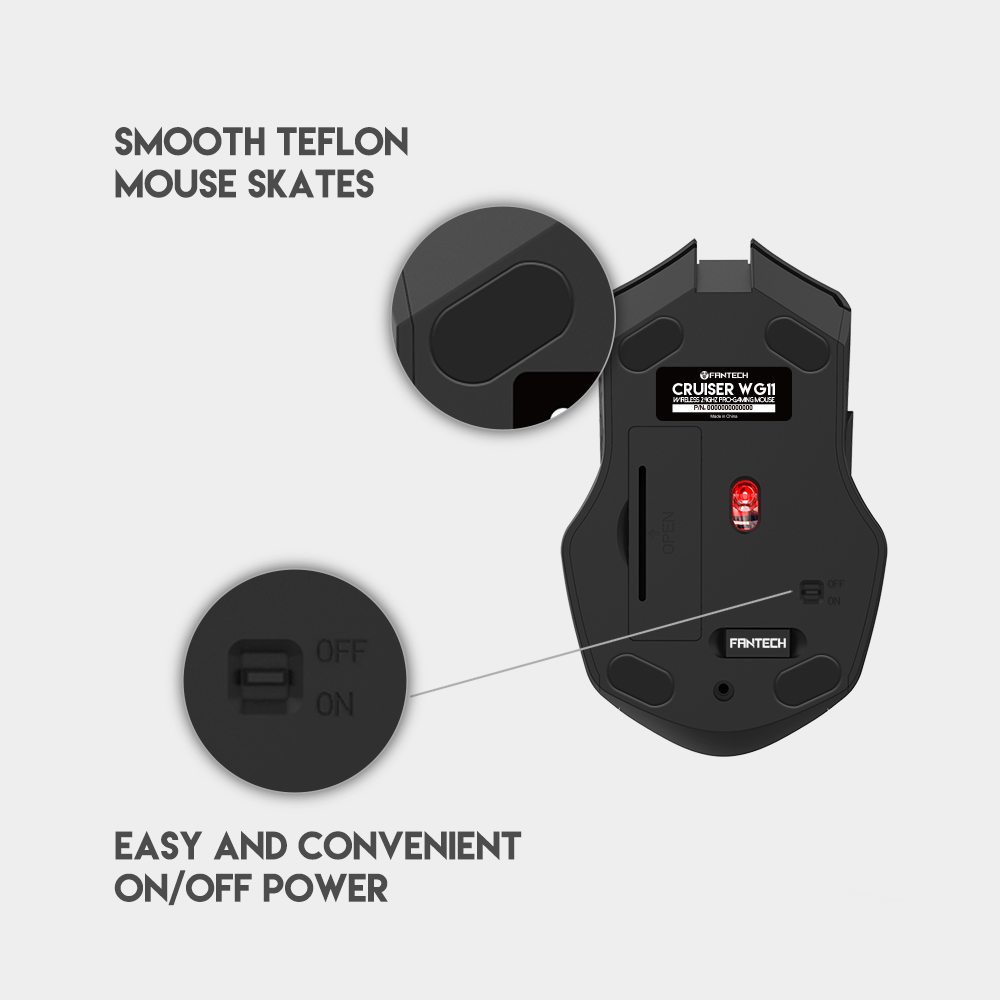 FANTECH WG11 2.4Ghz Pro Gaming Wireless Mouse 2400 DPI 6 Buttons Ergonomic Portable Mice For Laptop PC Computer Office Business. 