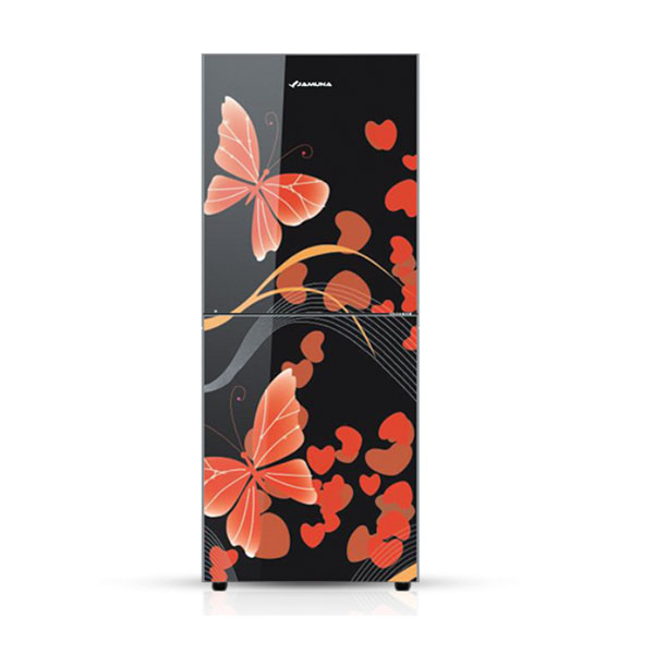 JAMUNA FRIDGE 228 liter JE2-B8JF-CD RED BUTTERFLY GLASS DOOR ( OFFICIAL JAMUNA WARRYNTEE )