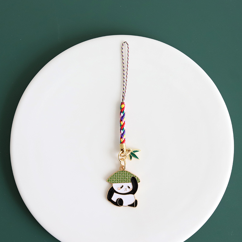 Chinese Style Cute National Treasure Panda Bamboo u Disk Anti-Lost Lanyard Phone Chain Pendant Bag Accessories Couple Pendant