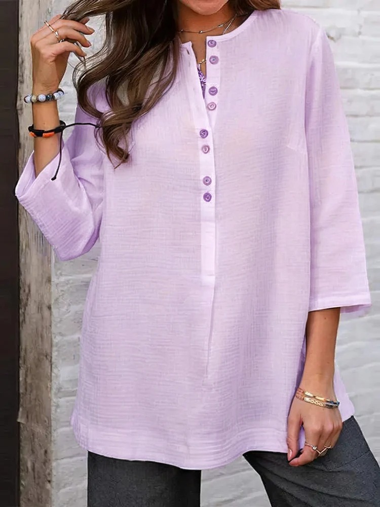 Effortless Style: Women's Oversized O-Neck Cotton Tunic Top. 