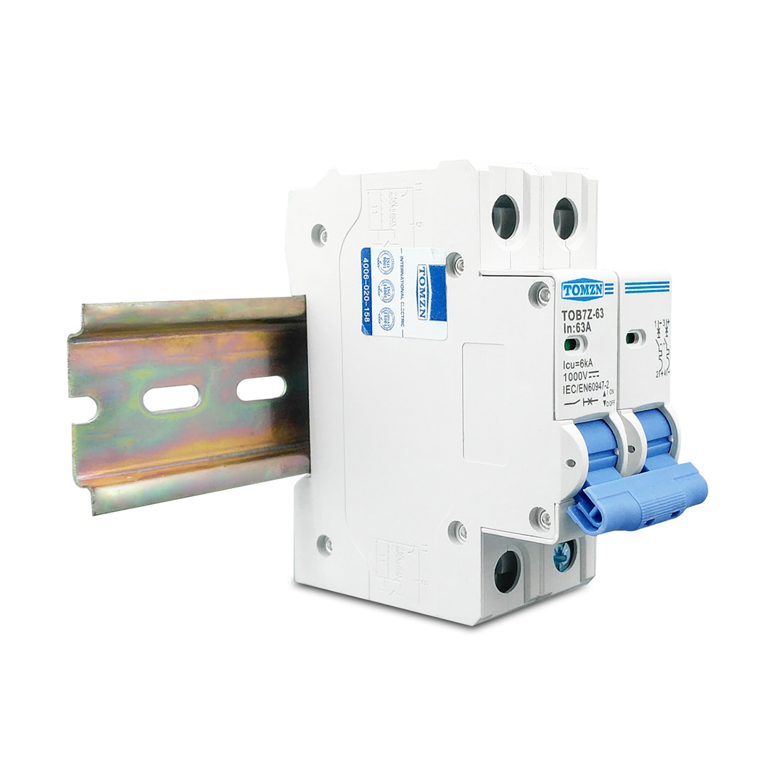 TOMZN 2P DC 1000V Solar Mini Circuit Breaker DC MCB Circuit Breaker for PV System. 