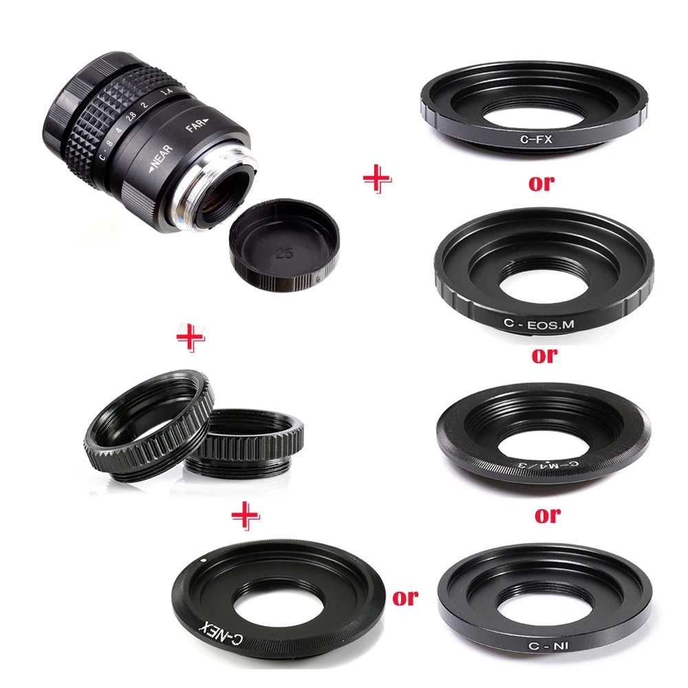 FUJIAN 35mm F1.7 CCTV TV Movie lens+C Mount+Macro ring for Sony E Mount Nex-5T Nex-F3 Nex-6 Nex-7 Nex-5R A6300 A6100 A6500 A5100. 