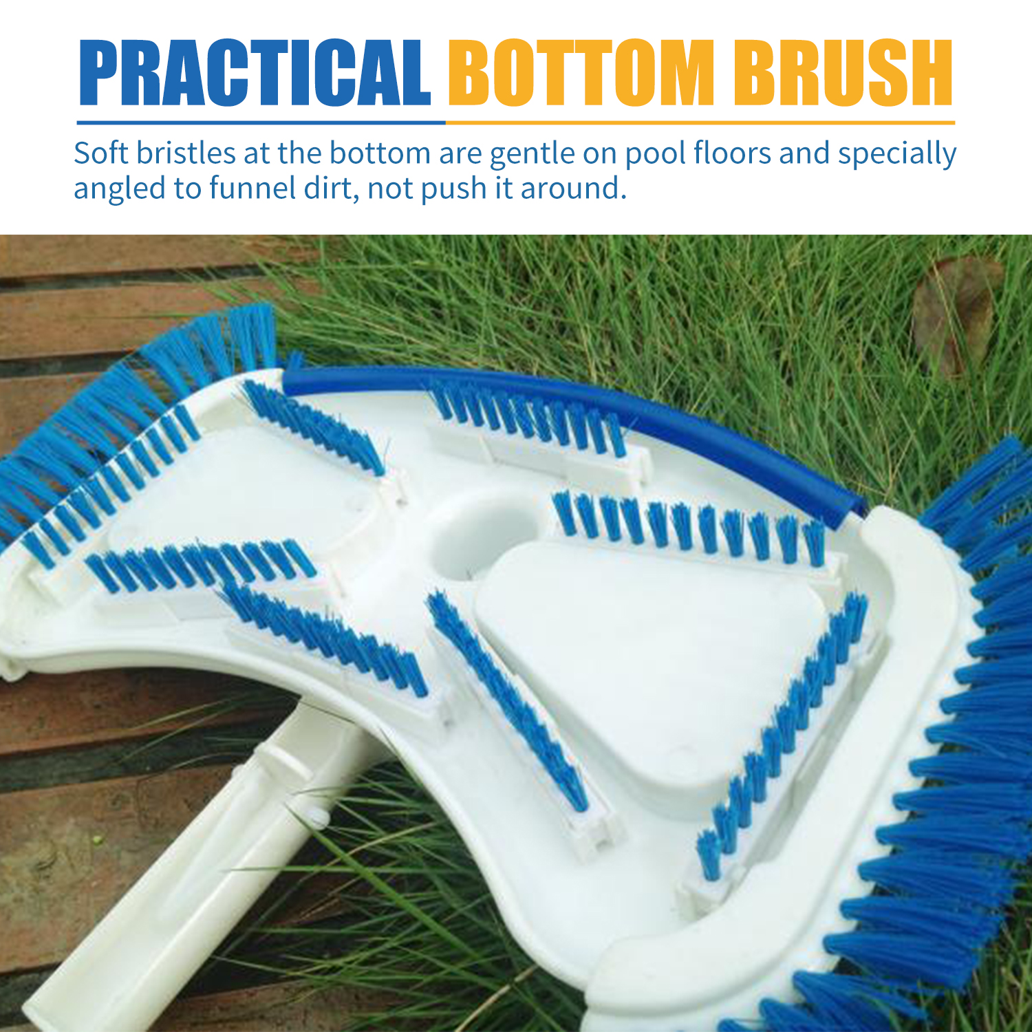 Swimming Pool Vacuum Head with Swivel Hose Connection and Clip Handle Pool Flexible Cleaning Brush Pool Surface Cleaning Tools Removes Debris Clean Corners. 