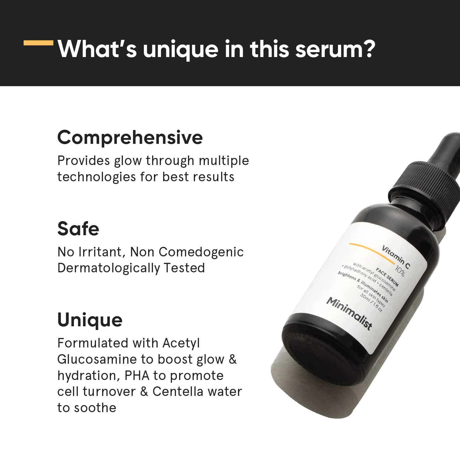 Minimalist 10% Vitamin C Face Serum for Glowing Skin (Beginner Friendly Potent Vitamin C Formula). 